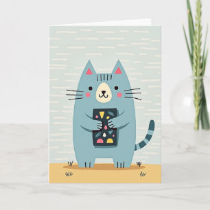 Süße Geburtstagskarte Blaue Katze Karte