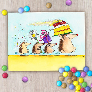 Süße Geburtstagskarte mit Igel Postkarte