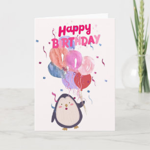 Süße Geburtstagskarte mit niedlichem Pinguin und L Karte