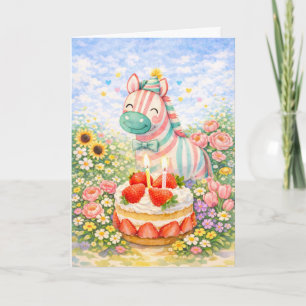 Süße Geburtstagskarte mit Pferd – Aquarell-Tier Karte