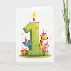 Süße Geburtstagskarte zum ersten Geburtstag Karte