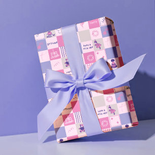 Süße Geburtstagsquadrate – modernes rosa Muster Geschenkpapier Set