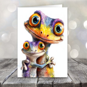 Süße Geckos zum Vatertag Feiertagskarte