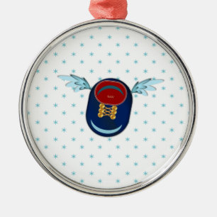 Süße geflügelte Schuh-Cartoon & Sterne Ornament Aus Metall