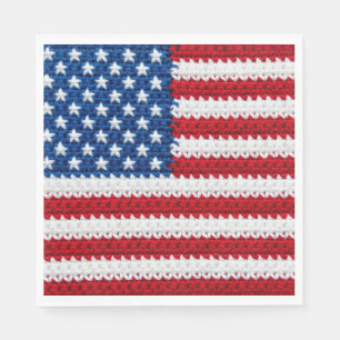 Süße gehäkelt amerikanische Flagge Rot Weiß Blau 4 Serviette