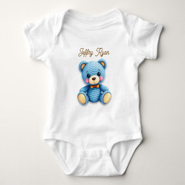 Süße gehäkelt Bär personalisiert  Baby Strampler (Vorderseite)