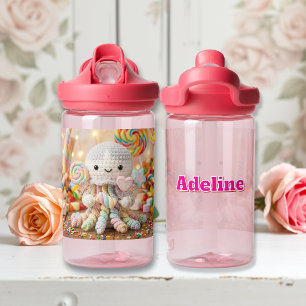 Süße gehäkeltete Oktopus- und Candy-Land-Personali Trinkflasche