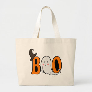 Süße Geist "BOO" Halloween Leinwand-Tasche Jumbo Stoffbeutel