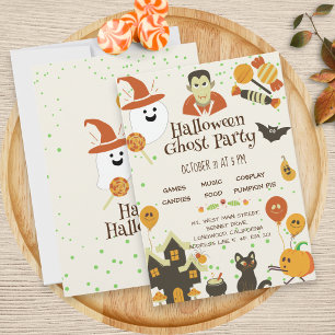 Süße Geist-Kürbis-Fledermaus-Kinder-Halloween-Part Einladung