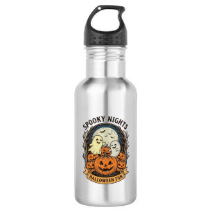 Süße Geist-Kürbisse Vintage-Gravur Halloween-Kunst Edelstahlflasche
