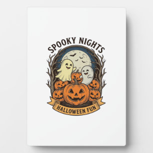 Süße Geist-Kürbisse Vintage-Gravur Halloween-Kunst Fotoplatte
