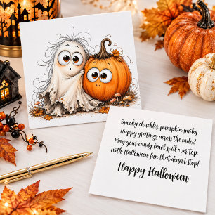 Süße Geist- und Kürbis-Halloween-Karte