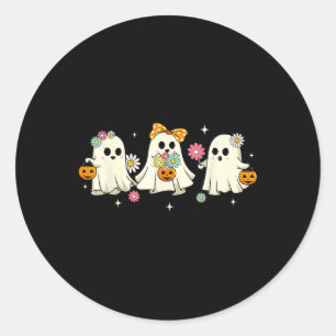 Süße Geister Blumen Groovy Vintage Halloween Spuk Runder Aufkleber