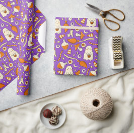 Süße Geister Halloween Elegantes lila Orange Geschenkpapier