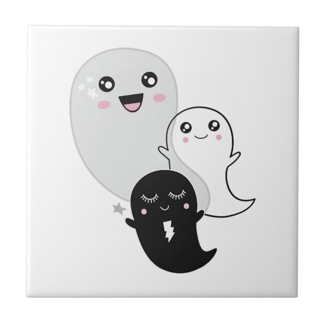 süße Geister Halloween kawaii Fliese (Vorderseite)