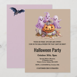 Süße Geister-Halloween-Party Kinder-Geburtstag-Kür Einladung