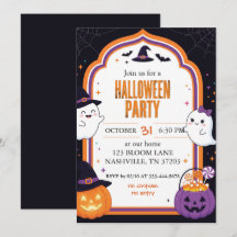 Süße Geister-Kürbis-Rahmen-Halloween-Party-Einladu