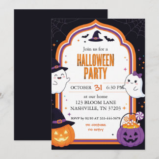 Süße Geister-Kürbis-Rahmen-Halloween-Party-Einladu Einladung