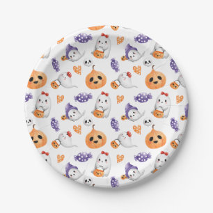 Süße Geister Kürbismuster Halloween Baby Shower Pappteller