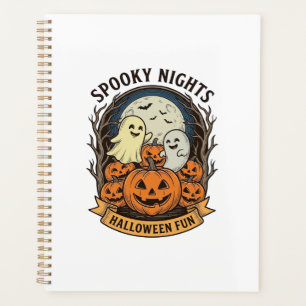 Süße Geister-Kürbisse Vintage-Gravur Halloween-Kun Planer