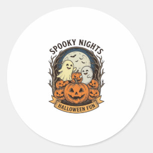 Süße Geister-Kürbisse Vintage Gravur Halloween Kun Runder Aufkleber