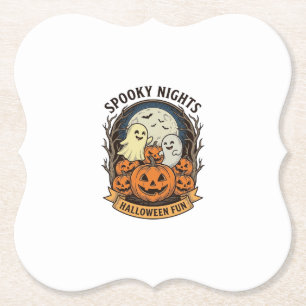 Süße Geister-Kürbisse Vintage-Gravur Halloween-Kun Untersetzer