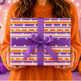 Süße Geister Rosa Lila Orange Streifen Geschenkpapier