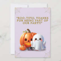 Süße Geister- und Kürbis-Halloween-Dankeskarte