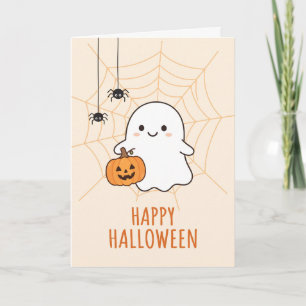 Süße Geister- und Kürbis-Halloween-Grußkarte Karte
