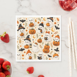Süße Geister- und Kürbis-Halloween-Musterpapier Serviette
