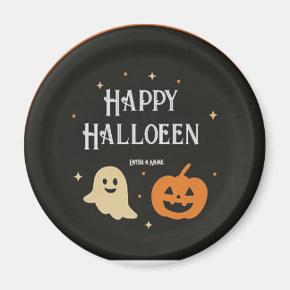 Süße Geister- und Kürbis-Halloween-Papierplatte mi Magnet