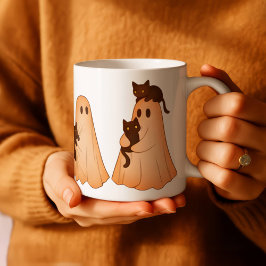 Süße Geister- und schwarze Katzen-Halloween-Tasse Kaffeetasse