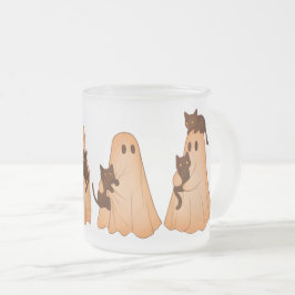 Süße Geister- und schwarze Katzen-Halloween-Tasse Mattglastasse