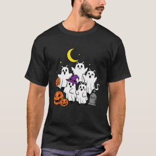 Süße Geisterkatzen und Kürbisse Friedhof Spaß Hall T-Shirt