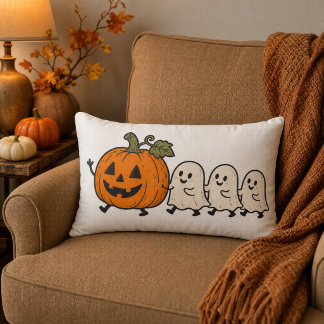 Süße Geisterparade Halloween-Kürbis-Kissen Lendenkissen