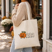 Süße Geisterparade Halloween-Kürbis-Leinwand-Tasch
