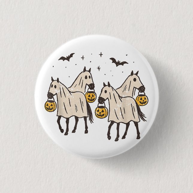 Süße Geisterpferde Halloween Süßigkeiten oder Saur Button (Vorderseite)