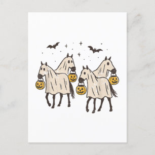 Süße Geisterpferde Halloween Süßigkeiten oder Saur Feiertagspostkarte