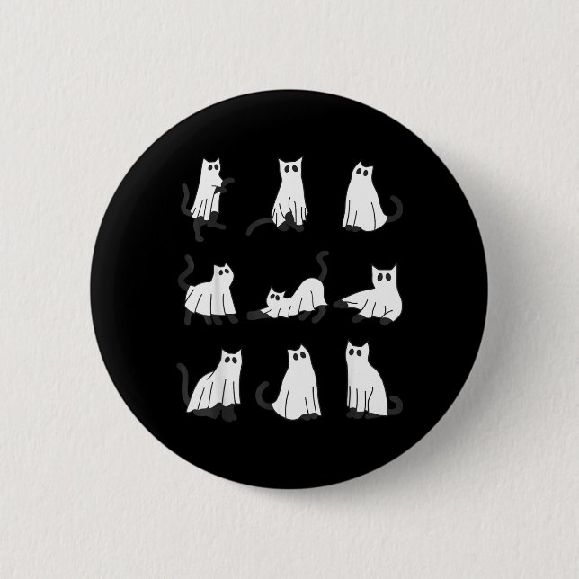 Süße Geistkatze Lustiges Halloween-Design Geistkat Button (Vorderseite)