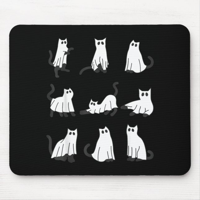 Süße Geistkatze Lustiges Halloween-Design Geistkat Mousepad (Vorne)