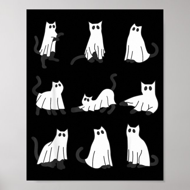 Süße Geistkatze Lustiges Halloween-Design Geistkat Poster (Vorne)