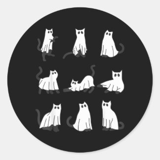 Süße Geistkatze Lustiges Halloween-Design Geistkat Runder Aufkleber