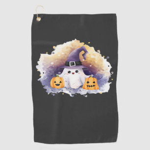 Süße Geistkatze mit Kürbissen � Kawaii Halloween K Golfhandtuch