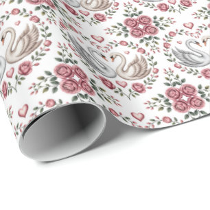 Süße gekachelte Liebesvögel Hochzeit Geschenkpapier