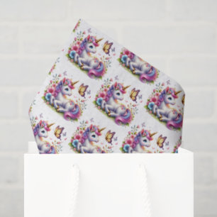 Süße gekachelte Mädchen Einhorn-Party  Seidenpapier