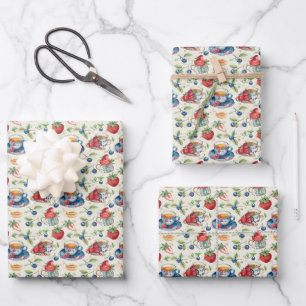 Süße gekachelte Teeparty Geschenkpapier Set