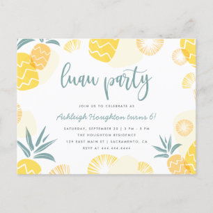 Süße Gelbe Ananas Luau Geburtstagsparty Einladungspostkarte