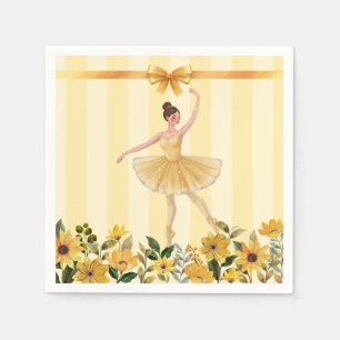 Süße gelbe Ballerina-Schleife Baby Shower Serviette