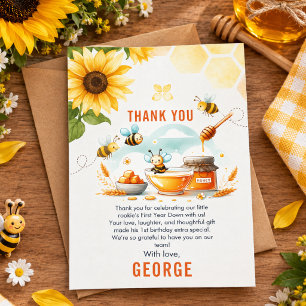Süße gelbe Biene & Sonnenblume 1. Bienen-Tag Gebur Dankeskarte