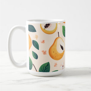 Süße gelbe Birnen und grüne Blätter Fruchtmuster Kaffeetasse